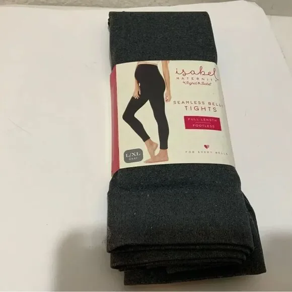Isabel Maternity Seemless Belly Tights Full Length Footless, X/XL black NWT