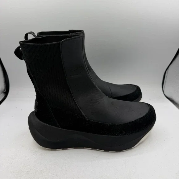 The North Face Halseigh Boots Womens Sz 10 Black Waterproof Leather Snow Pull On