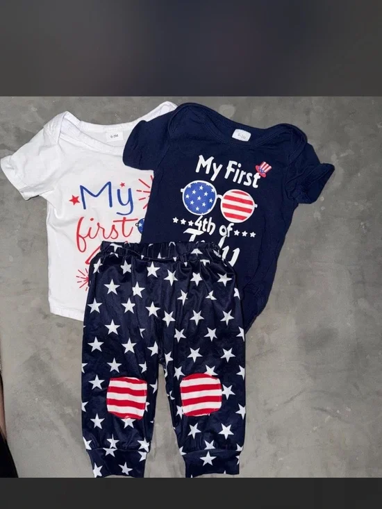 Patriotic 'My First 4th of July' Kids Pajama Set - Navy & White