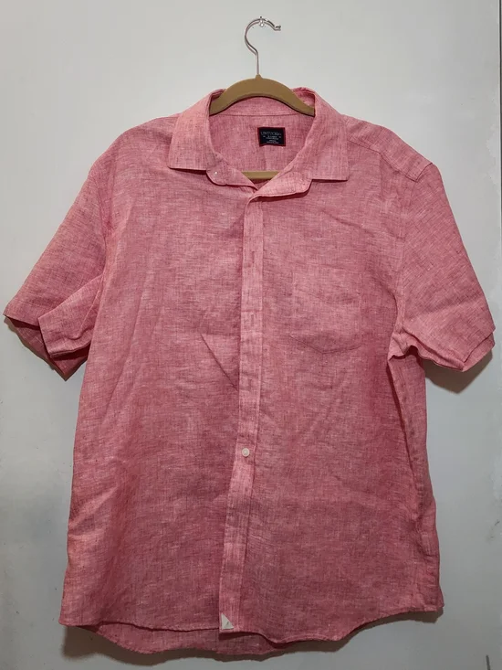 UNTUCKit Men's Short-Sleeve Button-Down Linen Shirt - Red