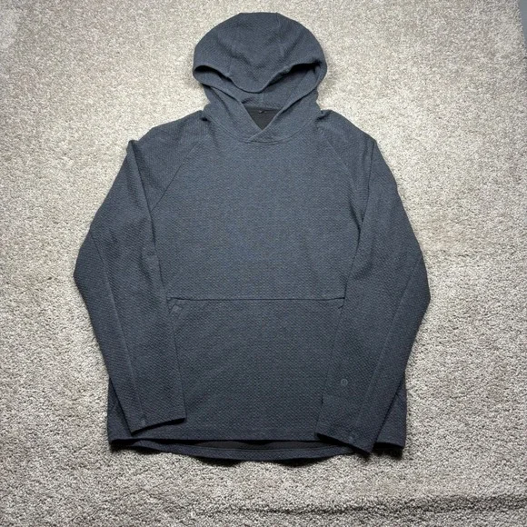 Lululemon At Ease Hoodie Mens Large Heathered Black Textured Knit LM3BF7S