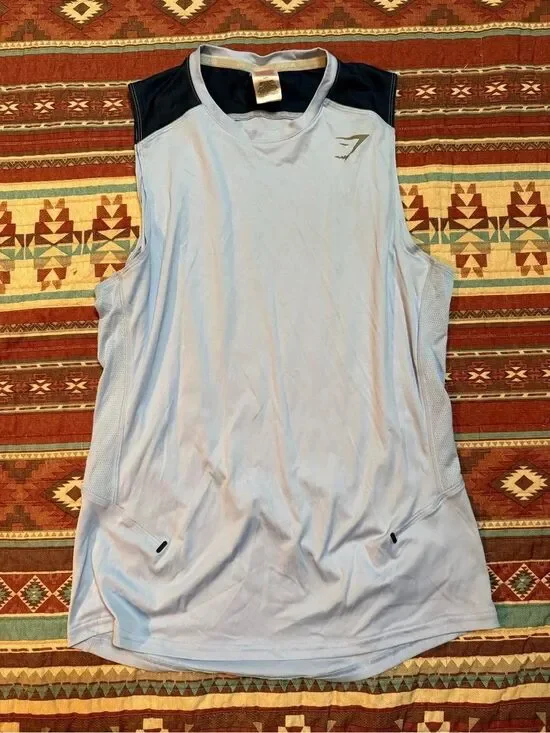 Gymshark Light Blue Athletic Tank Top with Subtle Logo size small