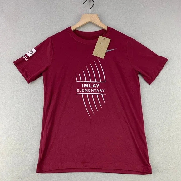 Nike Imlay‎ Elementary Running T-Shirt Kids L Maroon Athletic Dri-Fit NWT
