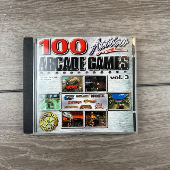 Global Star Software PC 100 Action Arcade Games Vol 3 Windows 95 98 Silver OS