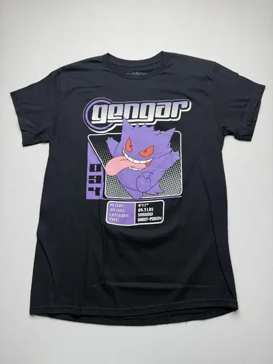 Pokemon Shirt Mens Medium Black Gengar Graphic Tee Ghost Poison Anime Tagless