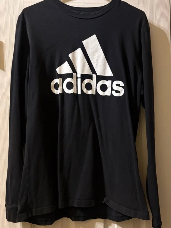 Adidas Black Long Sleeve Tee with White Logo