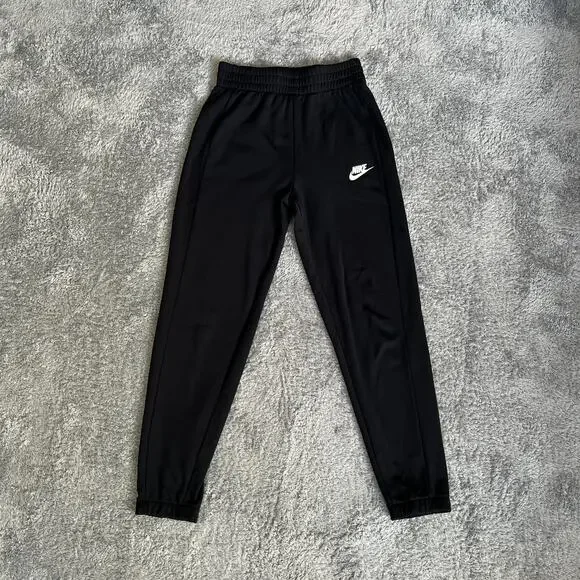 Nike Black Jogger Sweatpants Swoosh Athletic Track Pants Kids Size Medium