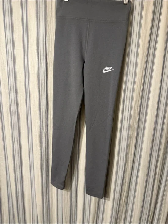 Nike Kids Charcoal Gray Logo Leggings