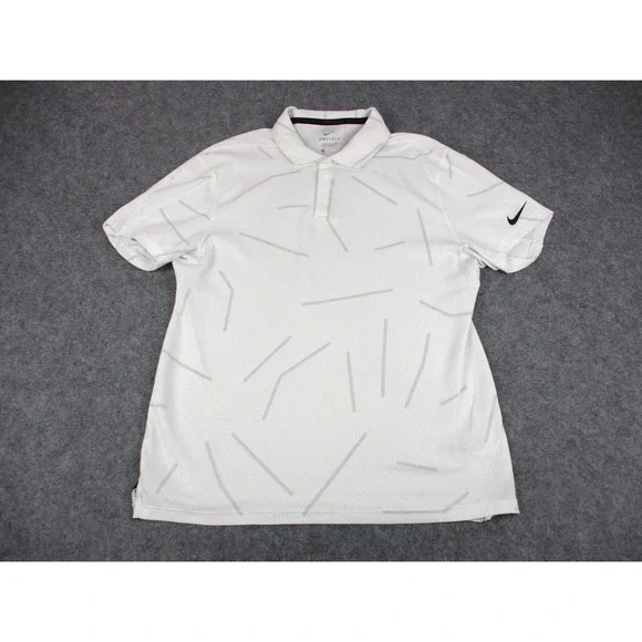 Tiger Woods Polo Shirt Mens Small White Nike Collection Dri-FIT Golf Performance
