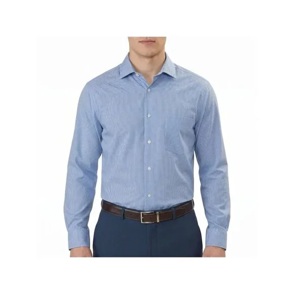 NWT Calvin Klein Men's L Blue Soft Multi-Stretch Dress Shirt Long Sleeve Regular