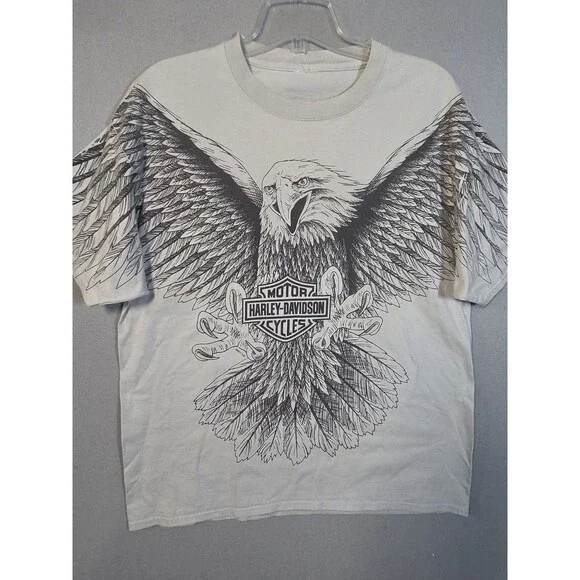 Vtg Harley Davidson T-shirt Mens XL Light Gray Eagle Logo Harley Cancun Mexico