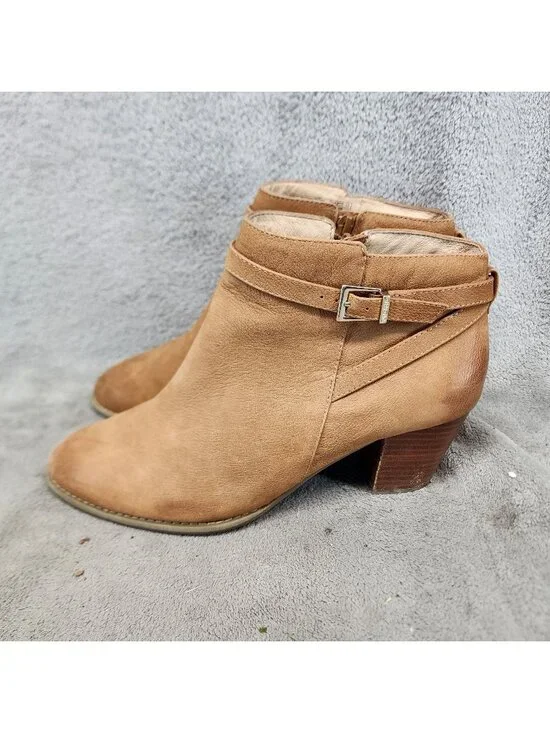 Vionic Shoes Womens Size 10 Brown Leather Upton Side Zip Ankle Boots *Read*