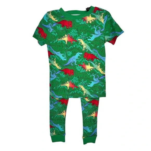 Green Dinosaur Pajama‎ Set Boys 4T Colorful Snug Fit 2pc PJs Dino Sleepwear Cute