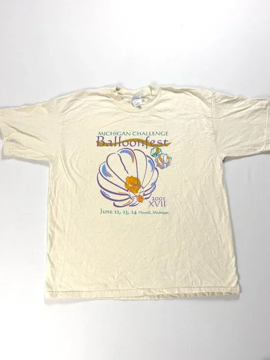 Vintage Michigan Challenge Balloonfest T Shirt Ivory Sz XL Howell MI 2001 Y2K