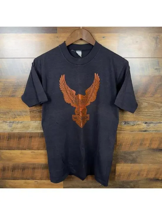 Vintage 80s Harley Davidson Robison Daytona Beach Eagle T-Shirt Thin Biker Tee