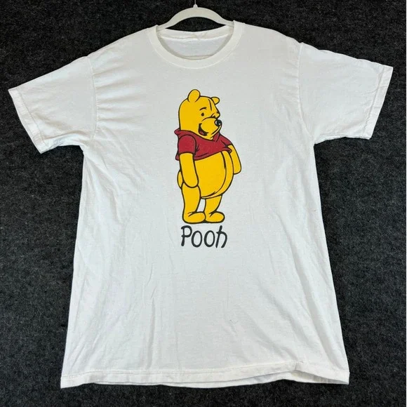 Disney Winnie The Pooh Shirt Mens Large White Cartoon Graphic Tee Basic Tee