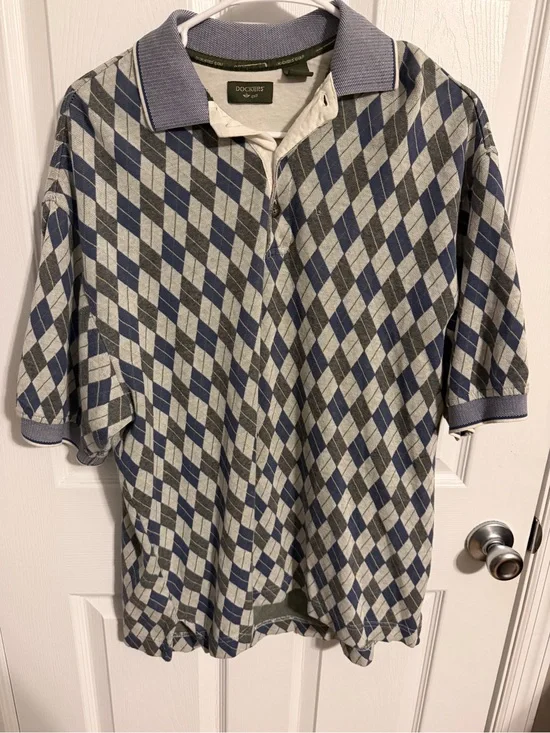 Dockers green and Gray Argyle Polo Shirt