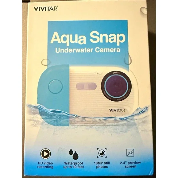 Vivitar‎ Aqua Snap Underwater Camera 18MP 2.4 in Screen Waterproof HD Blue/White