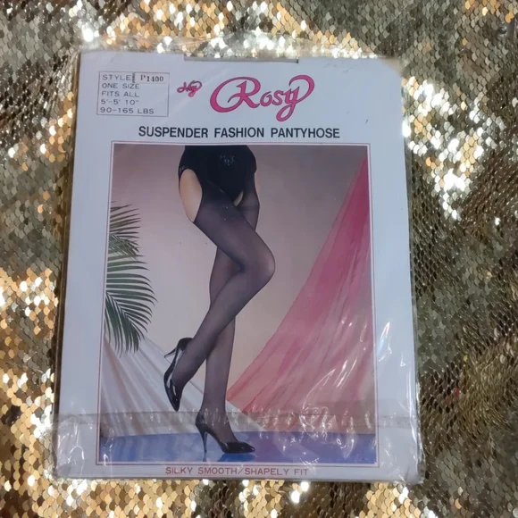 My Rosy white suspender fashion pantyhose