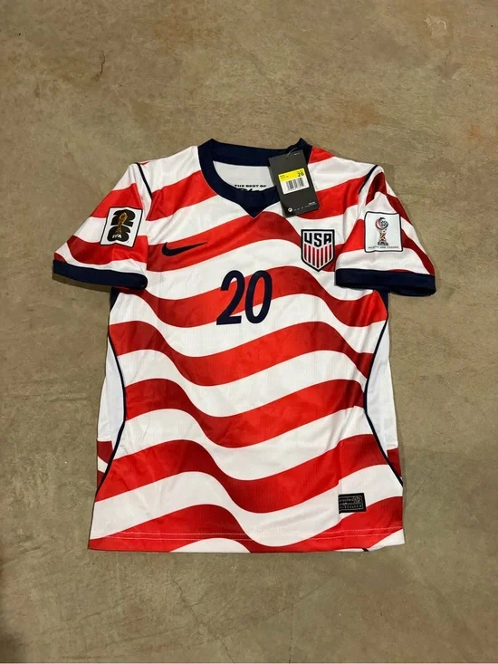 USA Red & White Wave Kids Soccer Jersey - #20 SIZE YOUTH LARGE