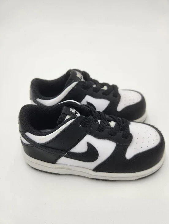 Nike Dunk Low Panda Black And White Sneakers Child Size 8c