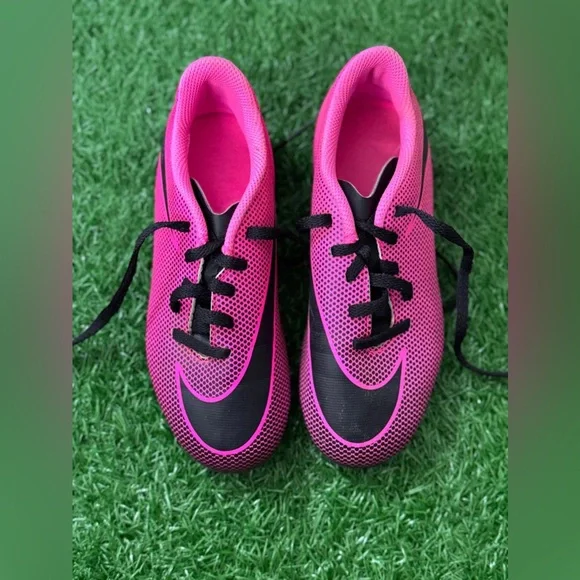Nike Kids Pink and‎ Black Cleats Size 13C