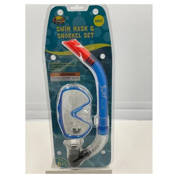 Surf Club Adult Swim‎ Mask & Snorkel Set Shatterproof Blue