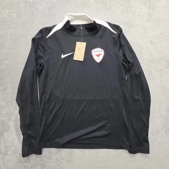 Nike Pullover Mens M Black 1/4 Zip Mock Neck Dri-FIT Mustang Soccer FD7667-010