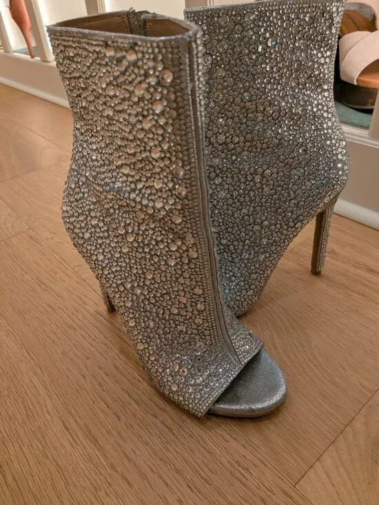 Steve Madden Rhinestone Peep Toe Booties