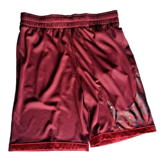Nike Kids Dri-FIT Basketball Shorts Burgundy Maroon Graphic‎ Mesh Athletic