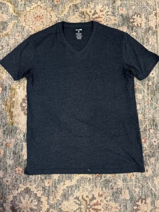 Heather Navy True Classic V Neck Large