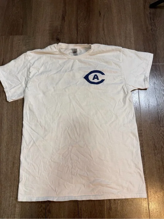 Gildan White Short Sleeve Tee with Navy 'A' Chest Logo