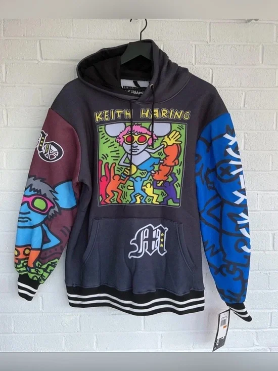 Keith Haring Members Only Andy Mouse Art Pullover Hoodie Men's Size Small