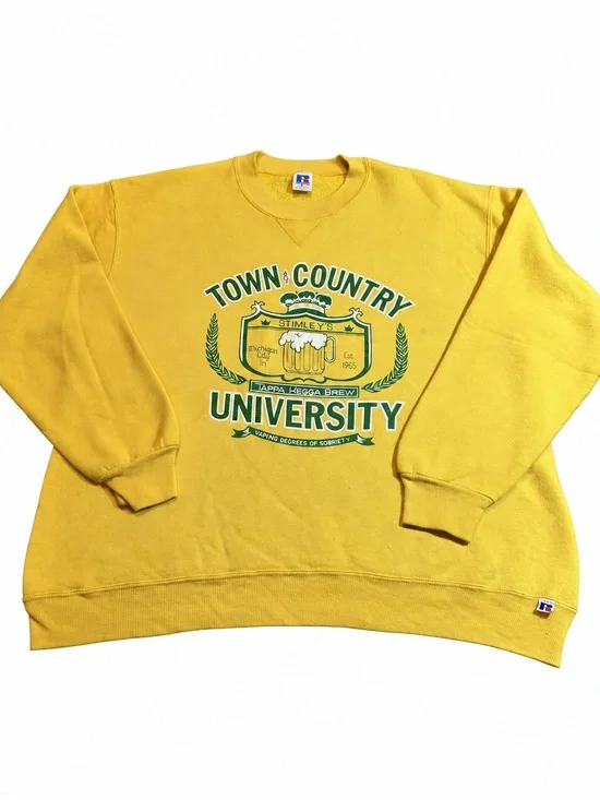 Vintage 90s Russell Athletic Beer Drinking Novelty Sweatshirt USA Mens Large