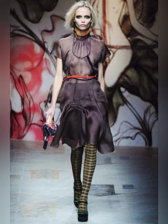 Prada over the knee thigh high plaid socks