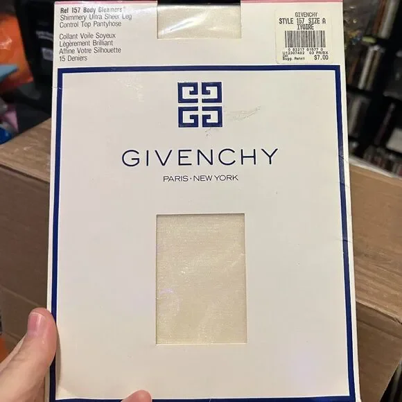Vintage Givenchy Body Gleamers 157 SZ A Ivory Ultra Sheer Control Pantyhose NWT