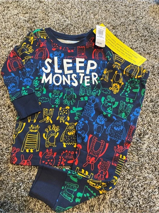 Old Navy Navy 'Sleep Monster' Pajama Set - Multicolor Monster Print