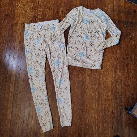 Cat & Jack Soft Fuzzy Milk & Cookies 2pc PJ Set Boys Sz 12/T229