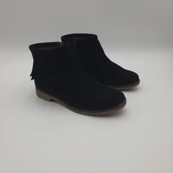 Lucky Brand Women's Galley Fringe Suede Black Bootie Size 7