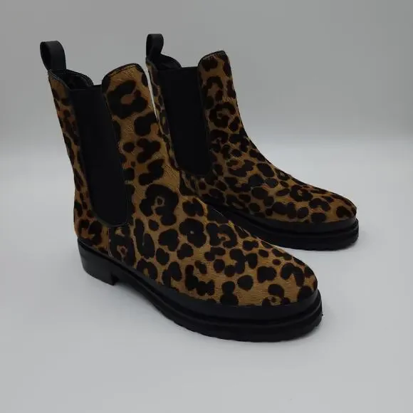 Aerosoles Camila Chelsea Boot in Leopard Print Combo Leather Size 7