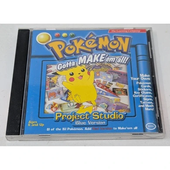 Pokemon Gotta Make Em‎ All Project Studio Blue Version PC Complete CIB w/ Manual