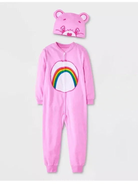 Care Bears Cheer Bear Long Sleeve Blanket Sleeper Footed Pajama Pink 12M
