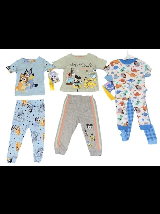 Bundle 4 Set Disney Jogger Set 3 Pajama Sets Of Bluey & Ms Rachel & Dinosaur NWT