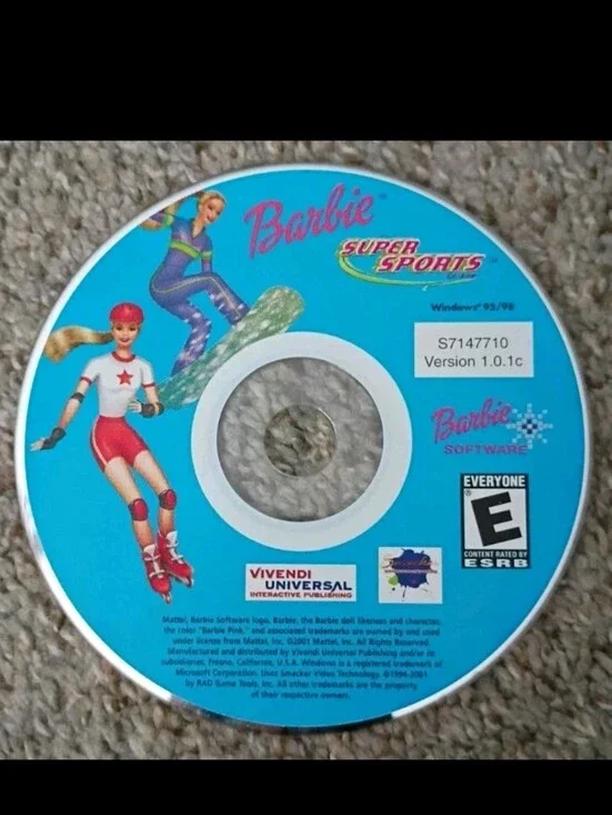 Barbie Super Sports CD-ROM (PC 1999) Windows 95/98 Computer Game Rated E No Case