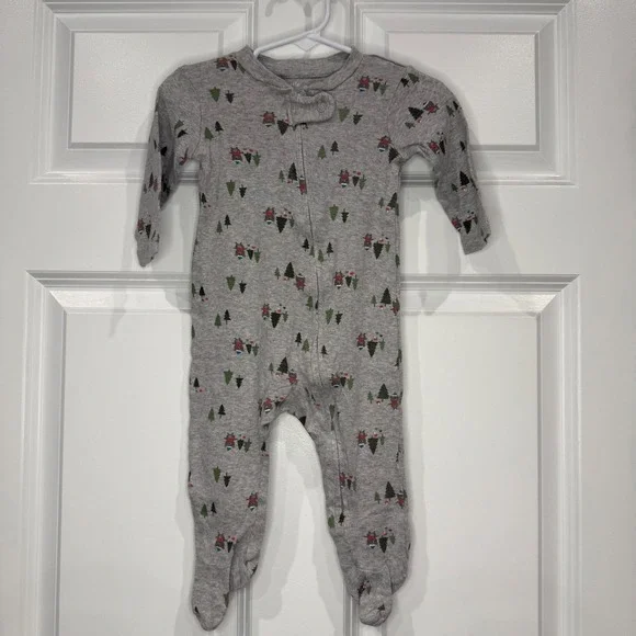Little Wonders Baby Boys Gray Bear‎ Tree Footed Pajamas Size 3-6 Months