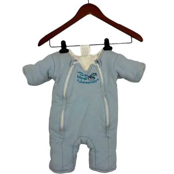 Baby Merlin's Magic Sleepsuit Small 3-6 Months Blue Cotton Swaddle Sleep Suit