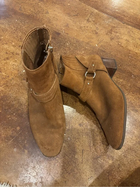 Essex Lane Cognac Suede Ankle Boots with Buckle