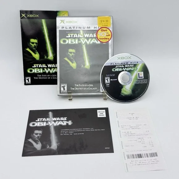 Star Wars: Obi-Wan (Microsoft Xbox, 2001) Complete CIB W/‎ Reg card Platinum Hit