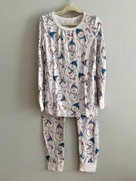 Caden Lane Blue Snowman Snuggles Bamboo Pajama Set 7/8