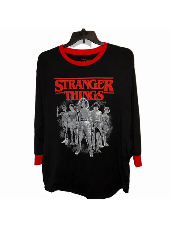 Girls Stranger Things Pajama Night Shirt Black Red Size Small Medium